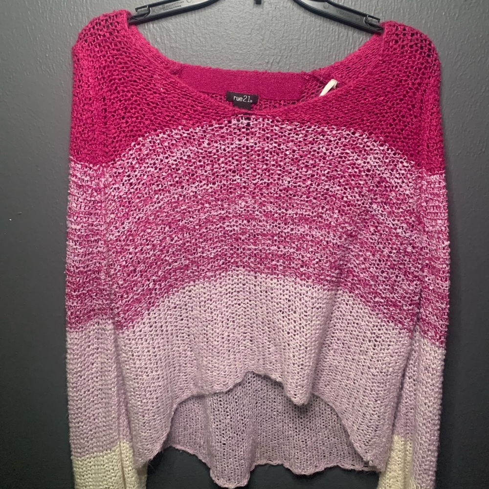 Rue 21 sweater, Size Large, Pink and White